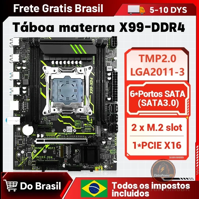 SZSJKJ X99 Kit de placa-mãe C612 Chipset Suporte TPM2.0/M.2NVME/USB2.0 Memória DDR4 Componentes de computador com CPU E5 2680 V4