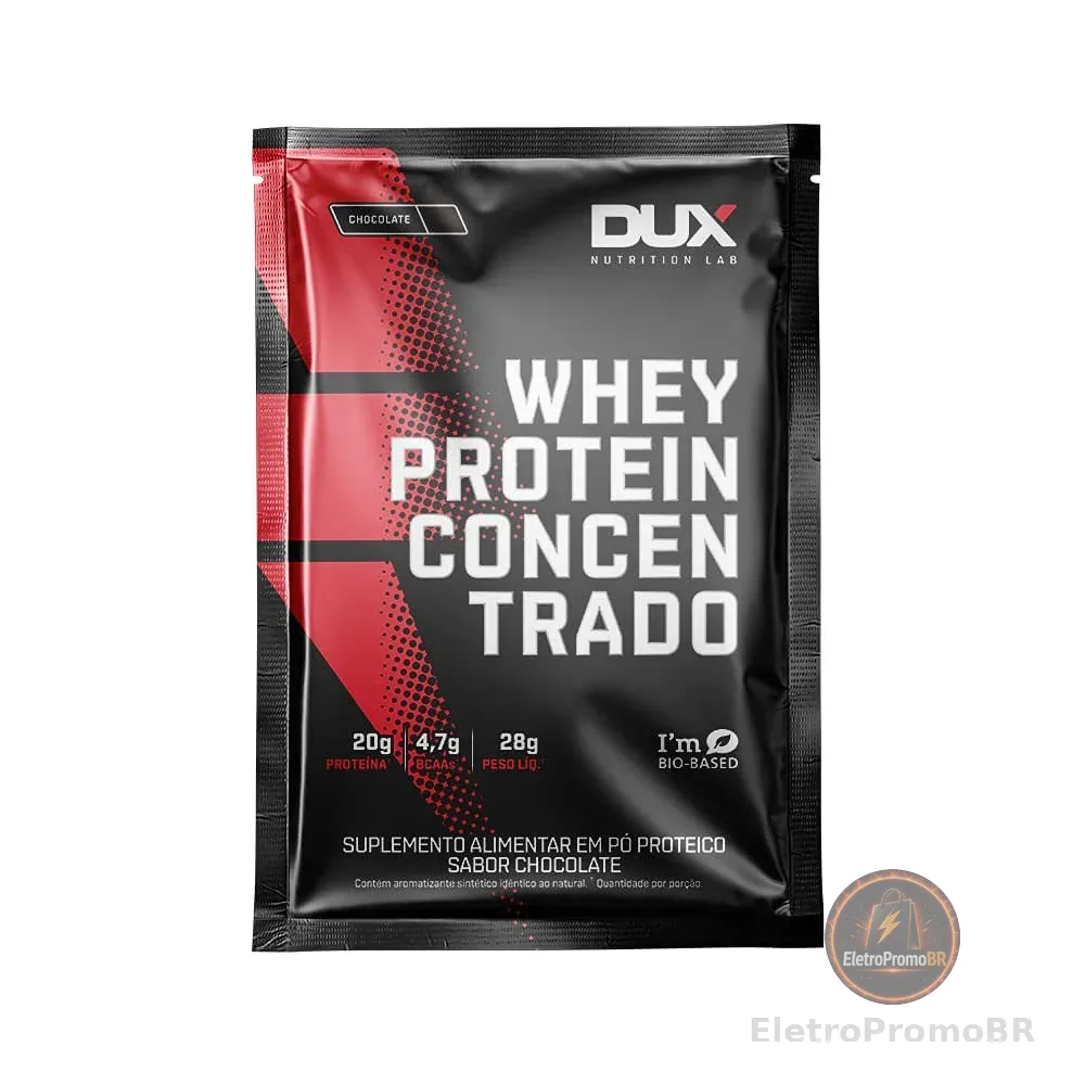 Whey Protein Concentrado Coco Sachê 28g - 20g de Proteínas por Porção - Suplementos Naturais, Suplementação Treino Academia, Ganho Muscular Hipertrofia - DUX HUMAN HEALTH