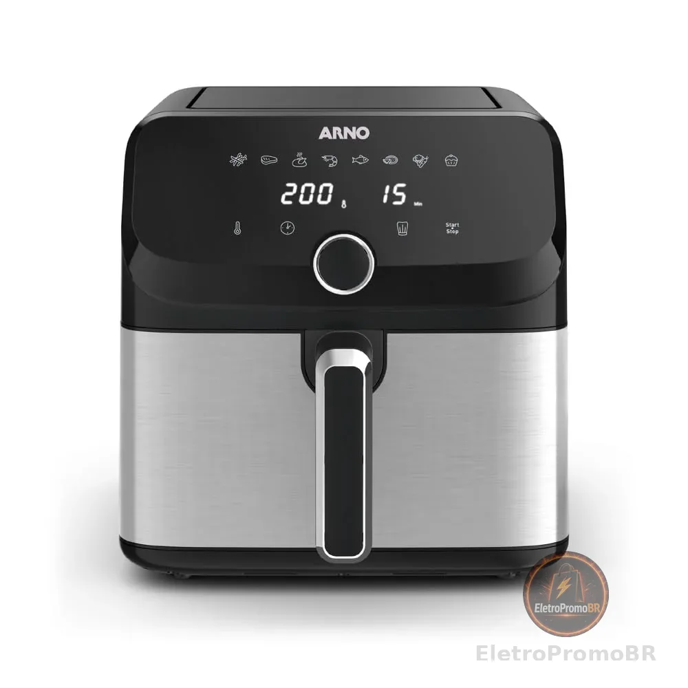 Fritadeira sem Óleo Airfryer Arno Mega Digital 7,5L Inox 1700W AFD7 110V