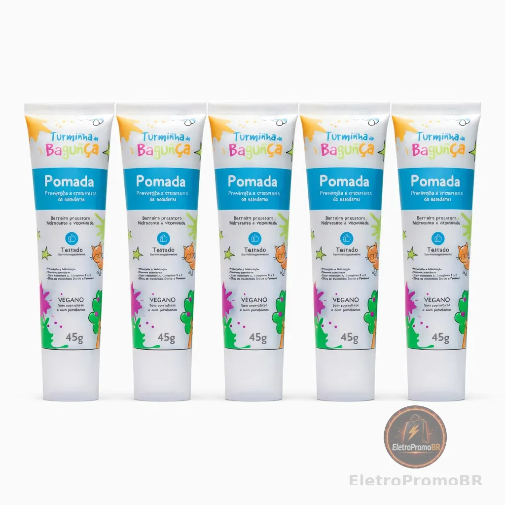 Kit 5 Pomadas Preventivas para Assaduras 45g Turminha da Bagunça Pomada Bebê