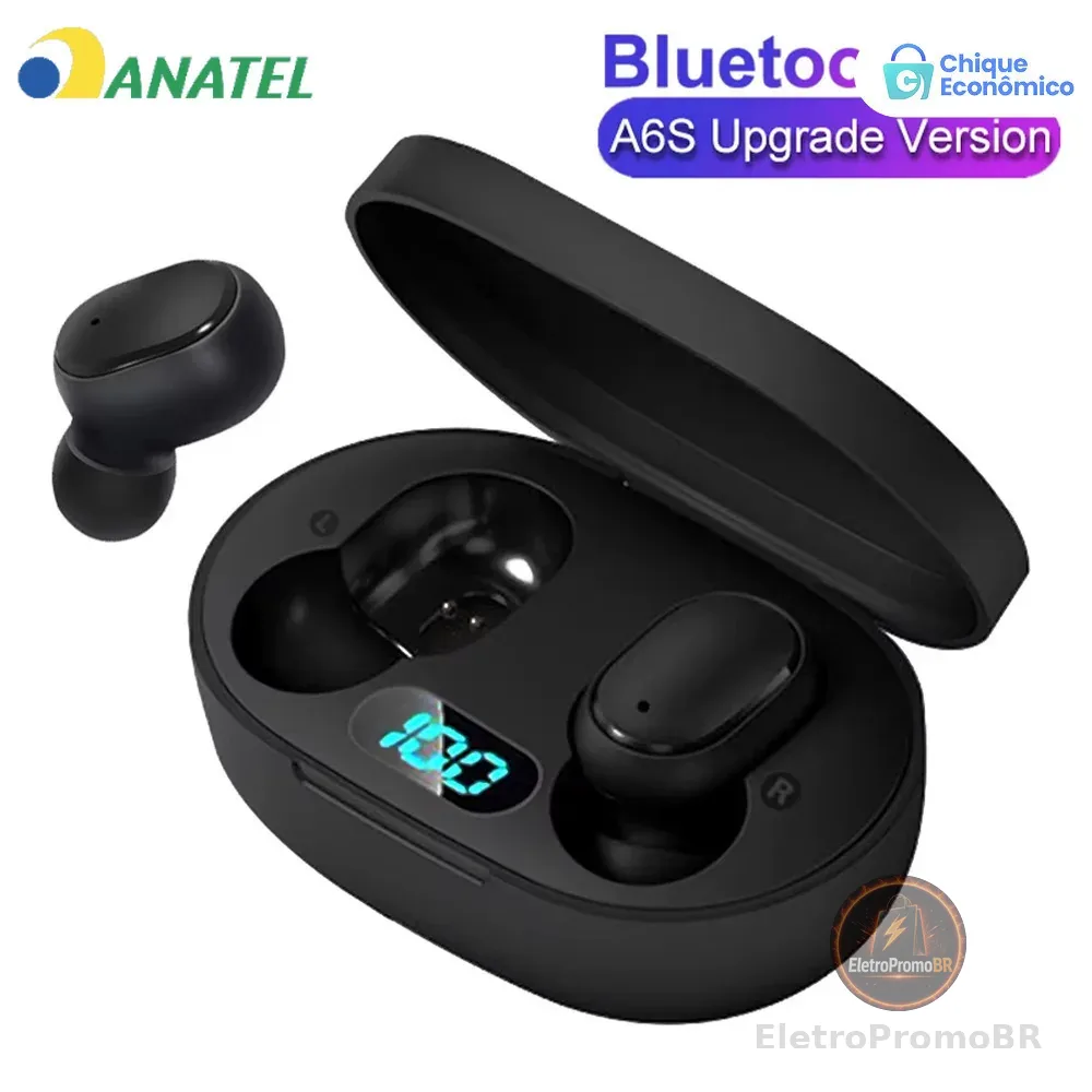 Fone De Ouvido Sem Fio E6s/A6S TWS Bluetooth 5.0 Tws Com Tela LED Digital