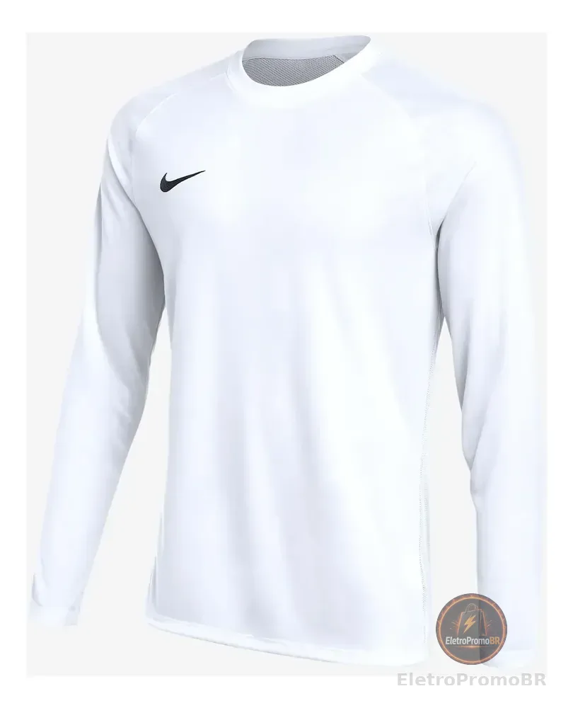 Camisa Dri-fit Nike Manga Longa Park Viii Masculina Branco/preto P