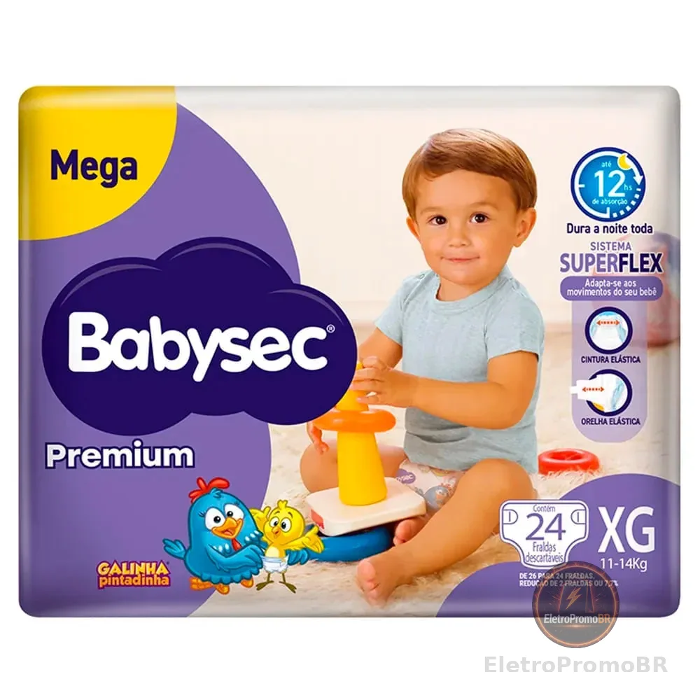 Fralda Descartável Babysec Galinha Pintadinha Premium XG  24 Tiras