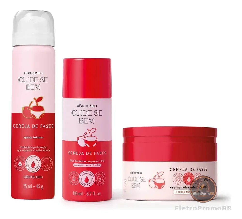 Combo Cuide-se Bem Cereja De Fases: Creme Relaxante Corporal