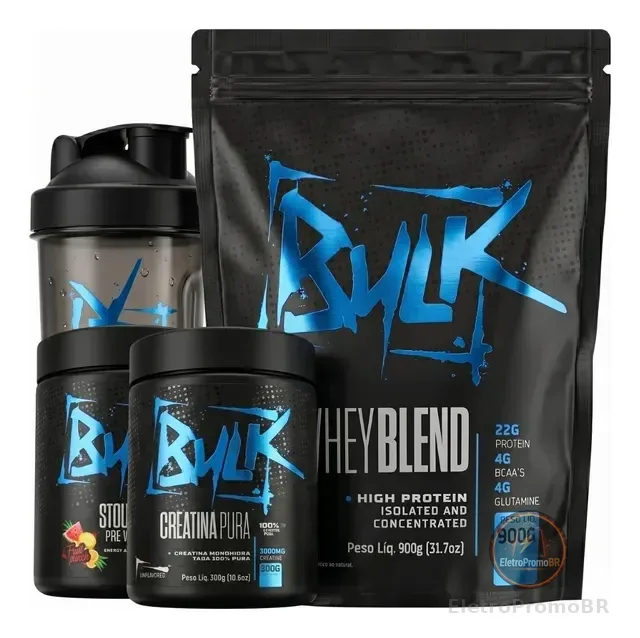 Kit Whey Protein Isolado + Creatina + Pré Treino + Shaker