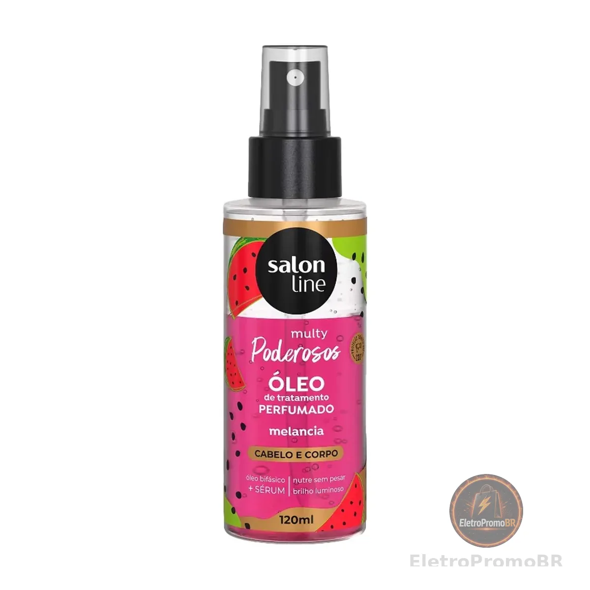 Salon Line, Óleo de Tratamento, Multy Melancia, Cabelo e Corpo, Vegano - Todos os Tipos de Cabelos, 120ml