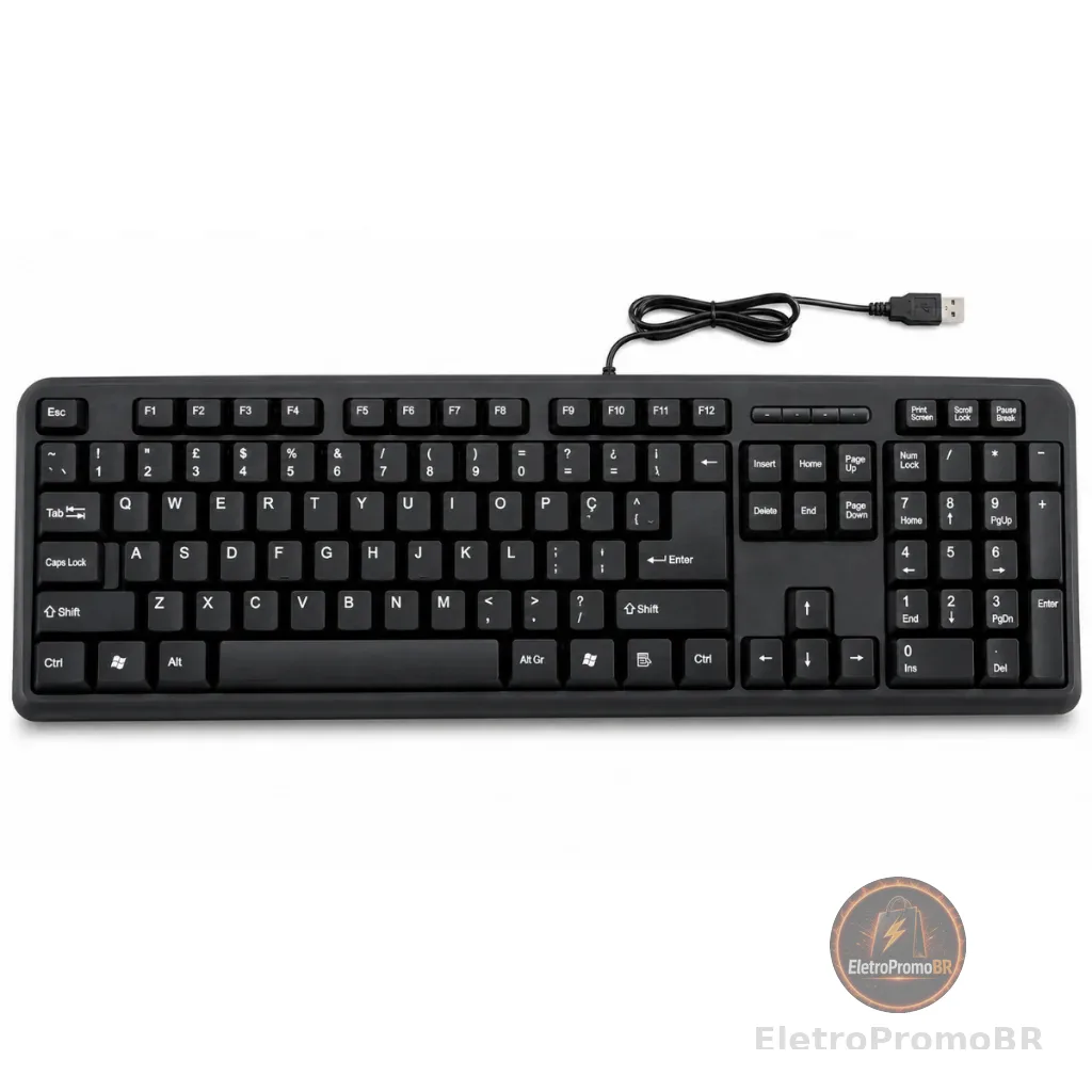 Teclado Usb Padrão ABNT2 Brasileiro Super Macio Notebook Pc Computador