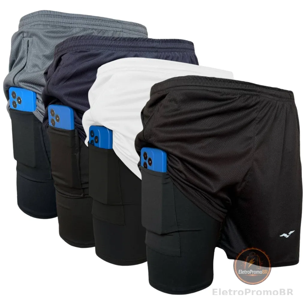Shorts Masculino Bermuda Compressão Para Corrida Treino
