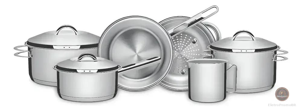 Kit Jogo De Panelas Solar 6 Peças com Fundo Triplo e Tampas de Inox Tramontina