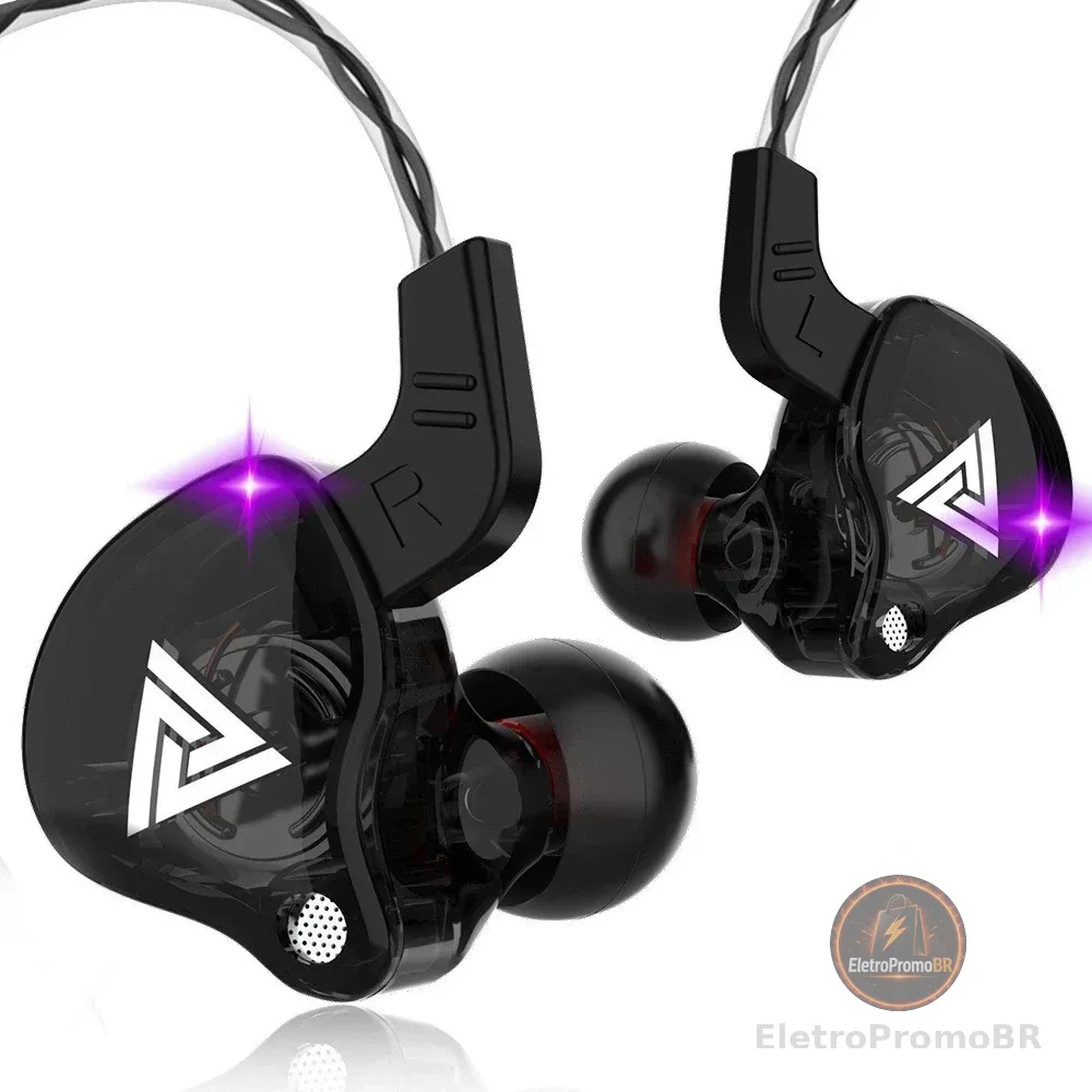 Fone de ouvido com fio com microfone cobre driver fone de ouvido esportivo baixo estéreo QKZ
