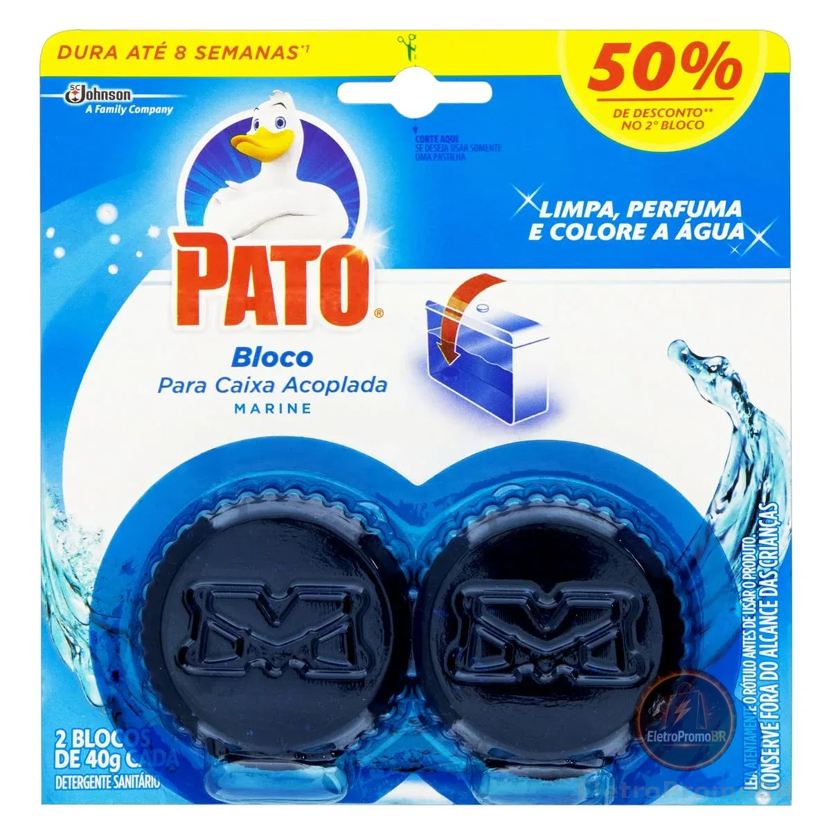 Pato Desodorizador Sanitário Caixa Acoplada Marine, Limpeza Banheiro, 2 Discos
