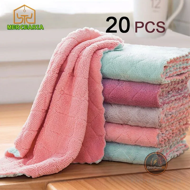 5/10/20 Peças Pano Absorvente Anti Óleo Para Cozinha /Pano De Microfibra /Toalha De Limpeza De Cozinha/Toalha De Mesa