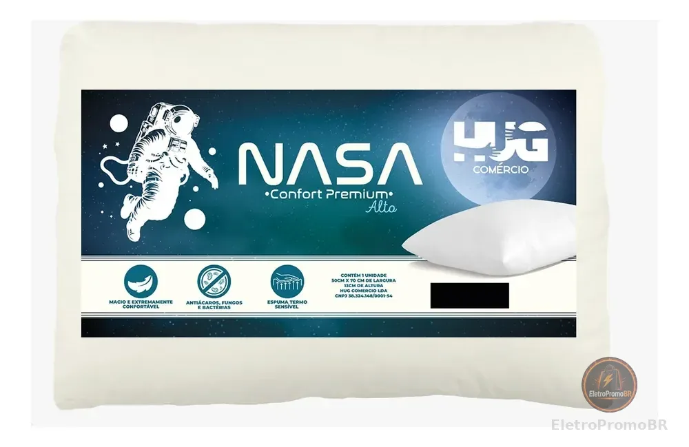 Travesseiro Nasa Alto Visco 13cm Hug Comfort Premium Branco
