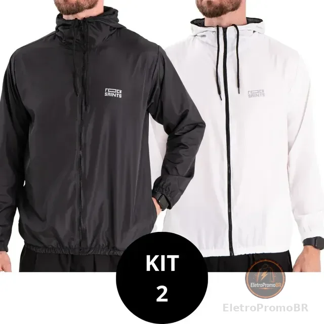 Kit 2 Jaquetas Corta Vento Impermeável Liso Unissex