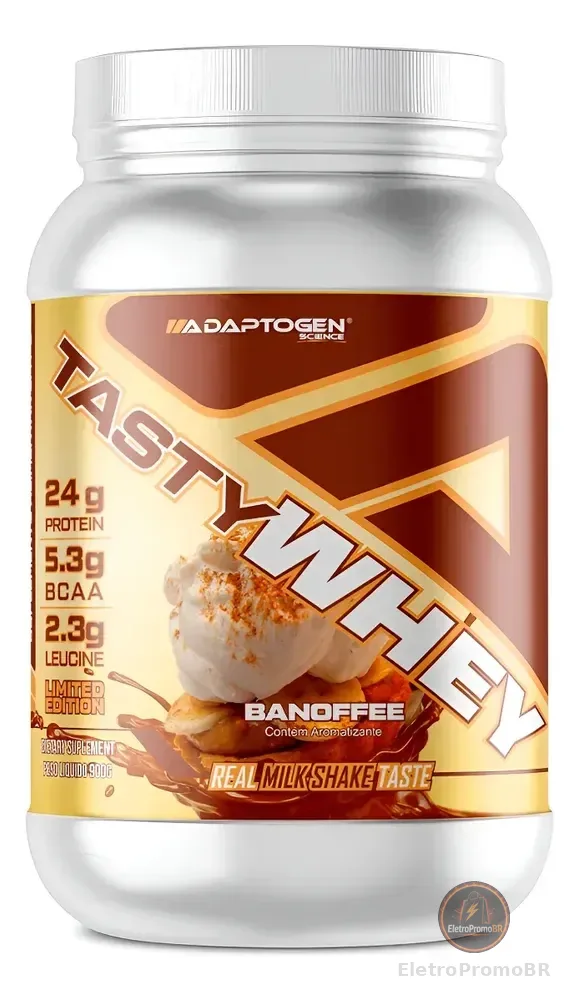 Suplemento Tasty Whey 3w Gourmet Whey Protein Adaptogen Science Pote 900g Sabor Banoffee