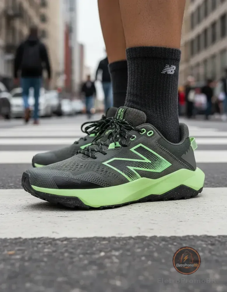 Tênis New Balance Dynasoft Nitrel V6 Masculino Confortável Verde Musgo/verde Claro Neon Mesh Respirável Com Sobreposições Sintéticas 42
