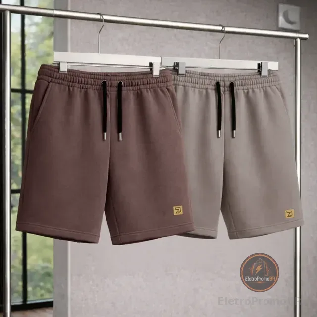 Kit 2 Bermuda Shorts Masculino Moletinho Curta