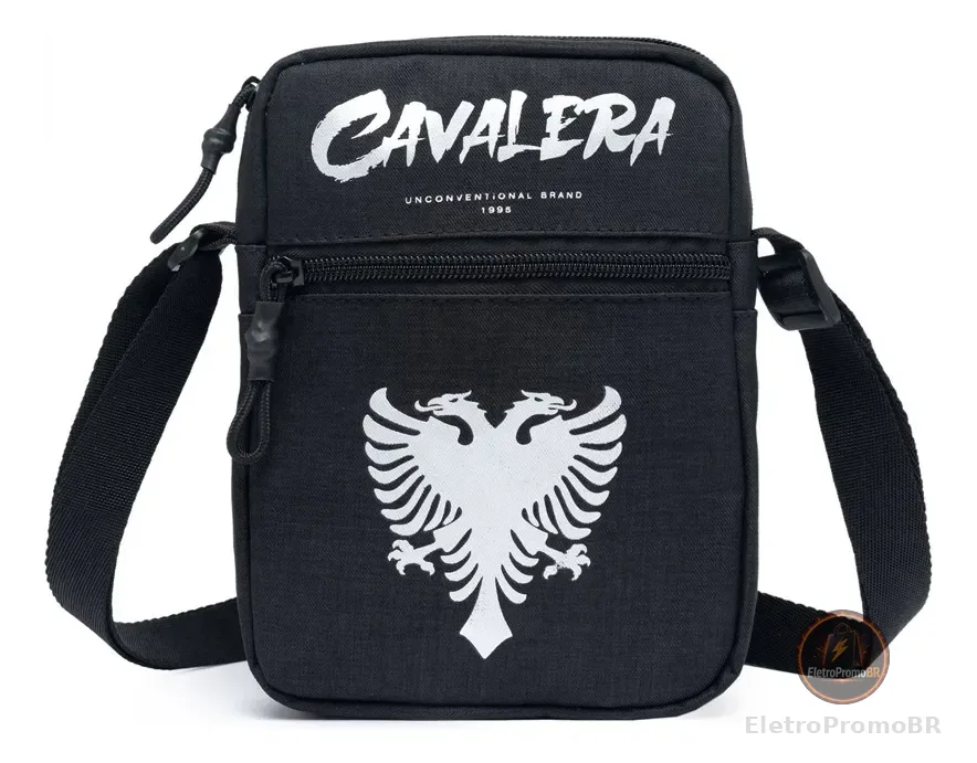 Shoulder Bag Cavalera Despojada Pochete Estampa Frontal Preto Com Estampa Lisa