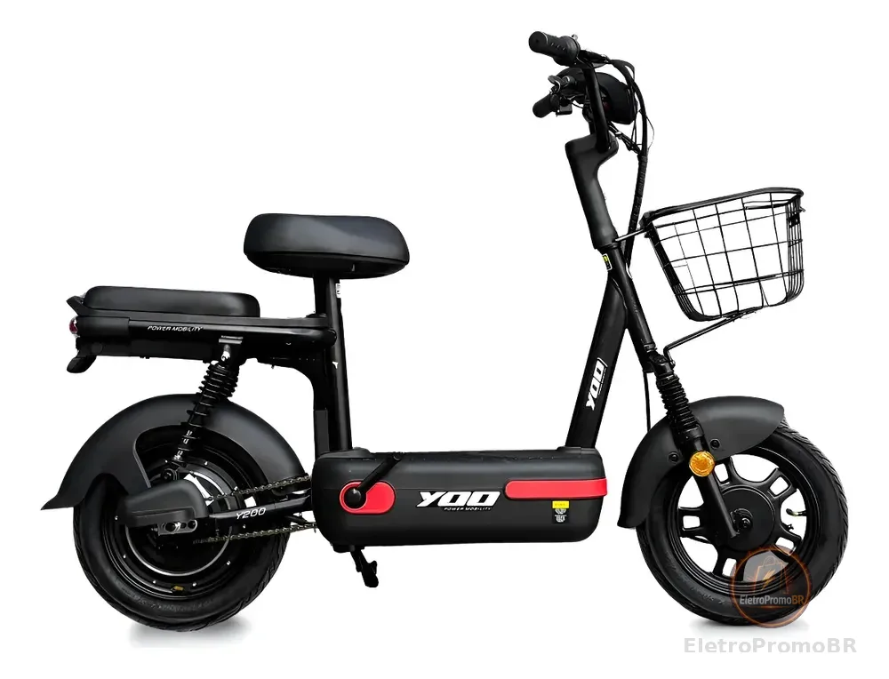 Bicicleta Elétrica Yoo Mobility Y-200 Aro 2025 Preto/vermelho 350w