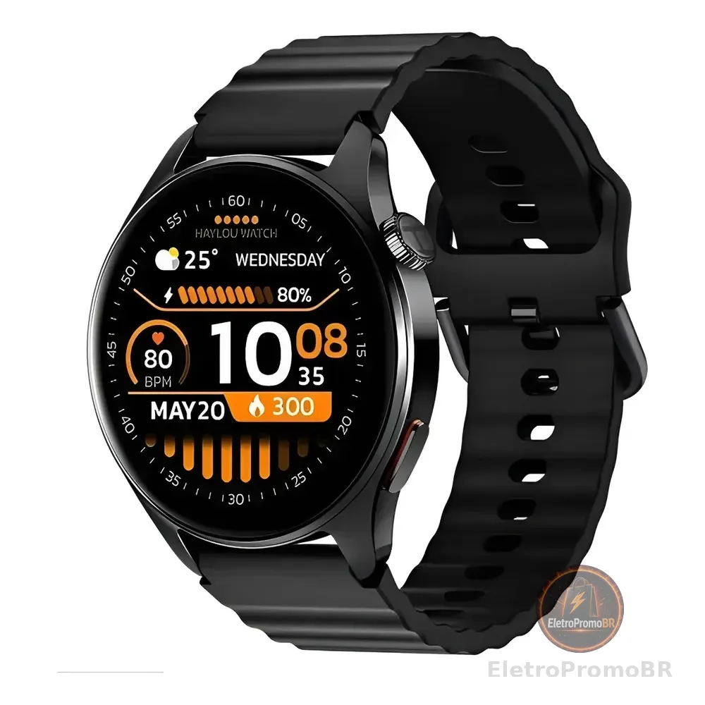 Smartwatch Haylou Watch 4s Com Gps, Tela Amoled De 1.43  E Pulseira Preta Preto Mesh
