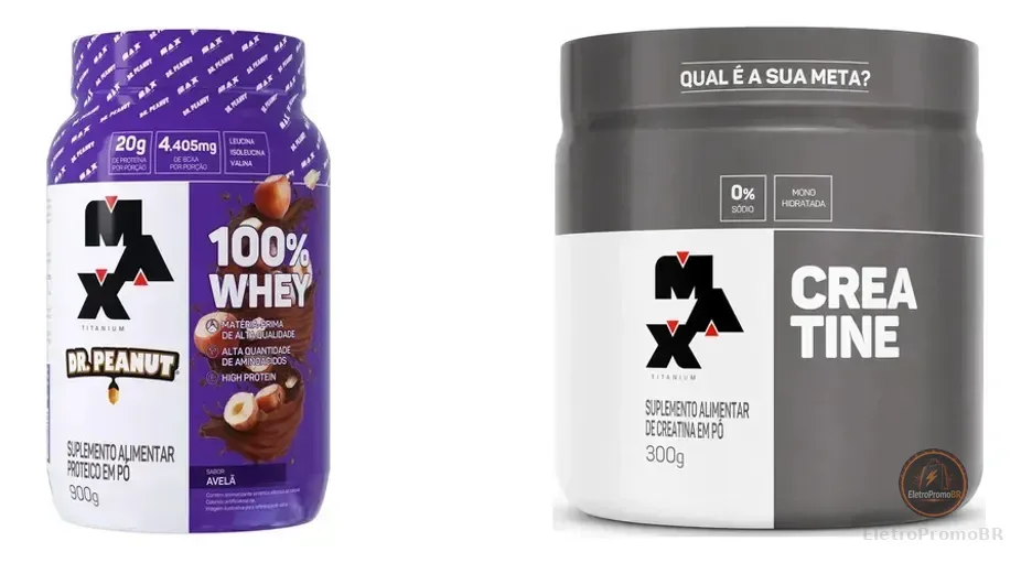 Kit Performance: Whey Protein Avelã 900g + Creatina Monohidratada 300g Sem Sabor