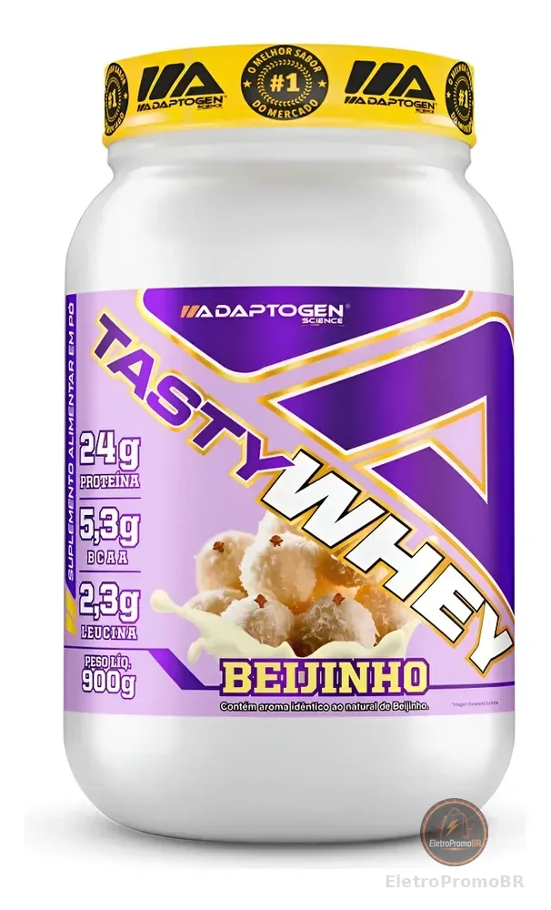 Suplemento Tasty Whey 3w Gourmet Whey Protein Adaptogen Science Pote 900g Sabor Beijinho