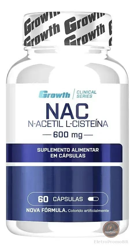 (nac) N-acetil L-cisteina 60 Cápsulas Growth Supplements Sem Sabor