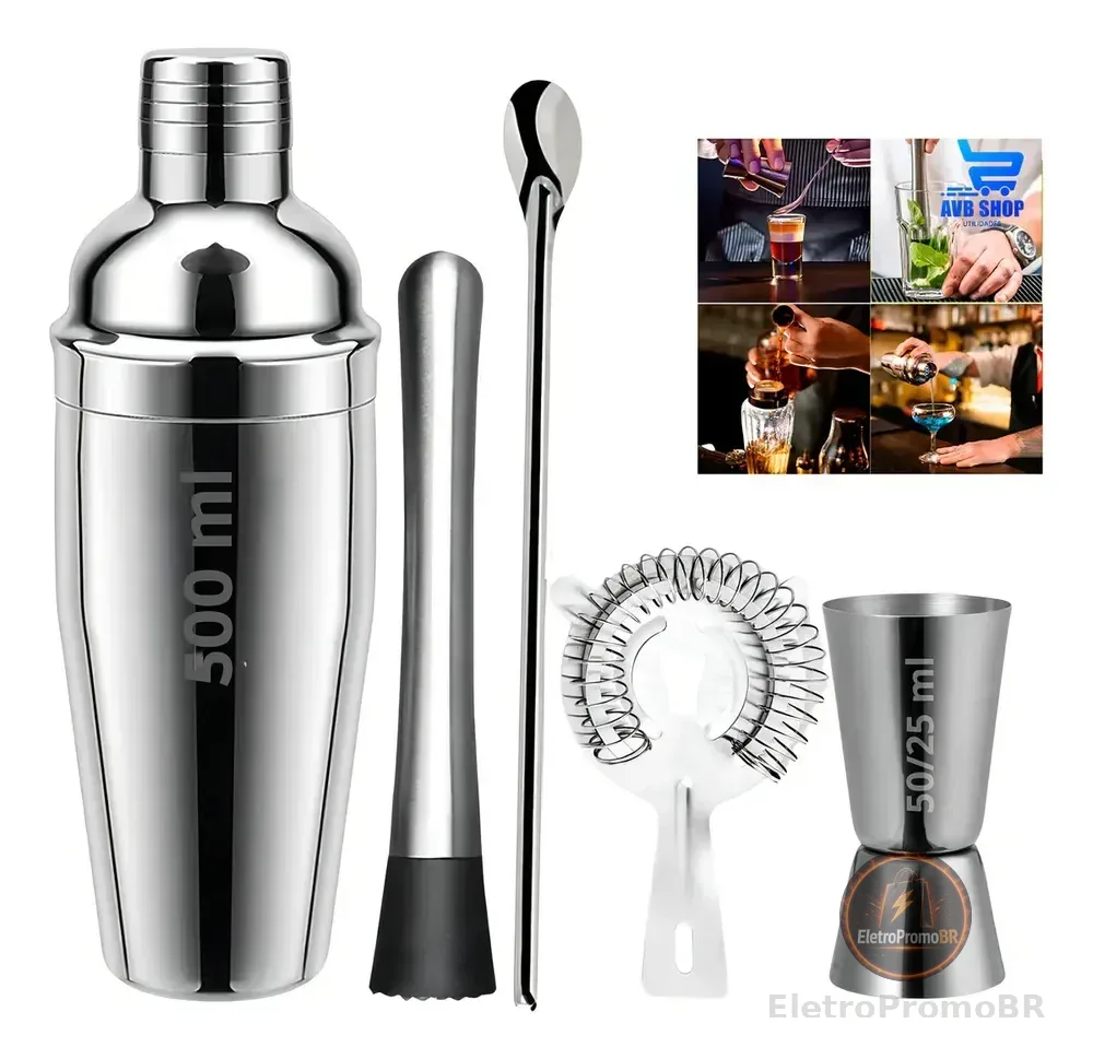 Coqueteleira Bar Man Profissional Inox Drink Caipirinha Bar Cor Prateado - SAYONARA