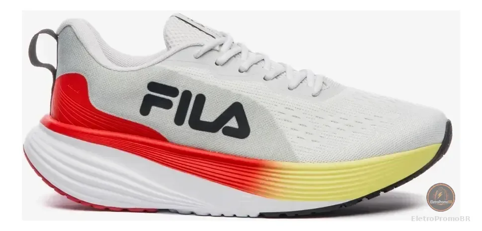 Tênis Masculino Agile Fila Branco/vermelho/verde Limao Liso 42 Br