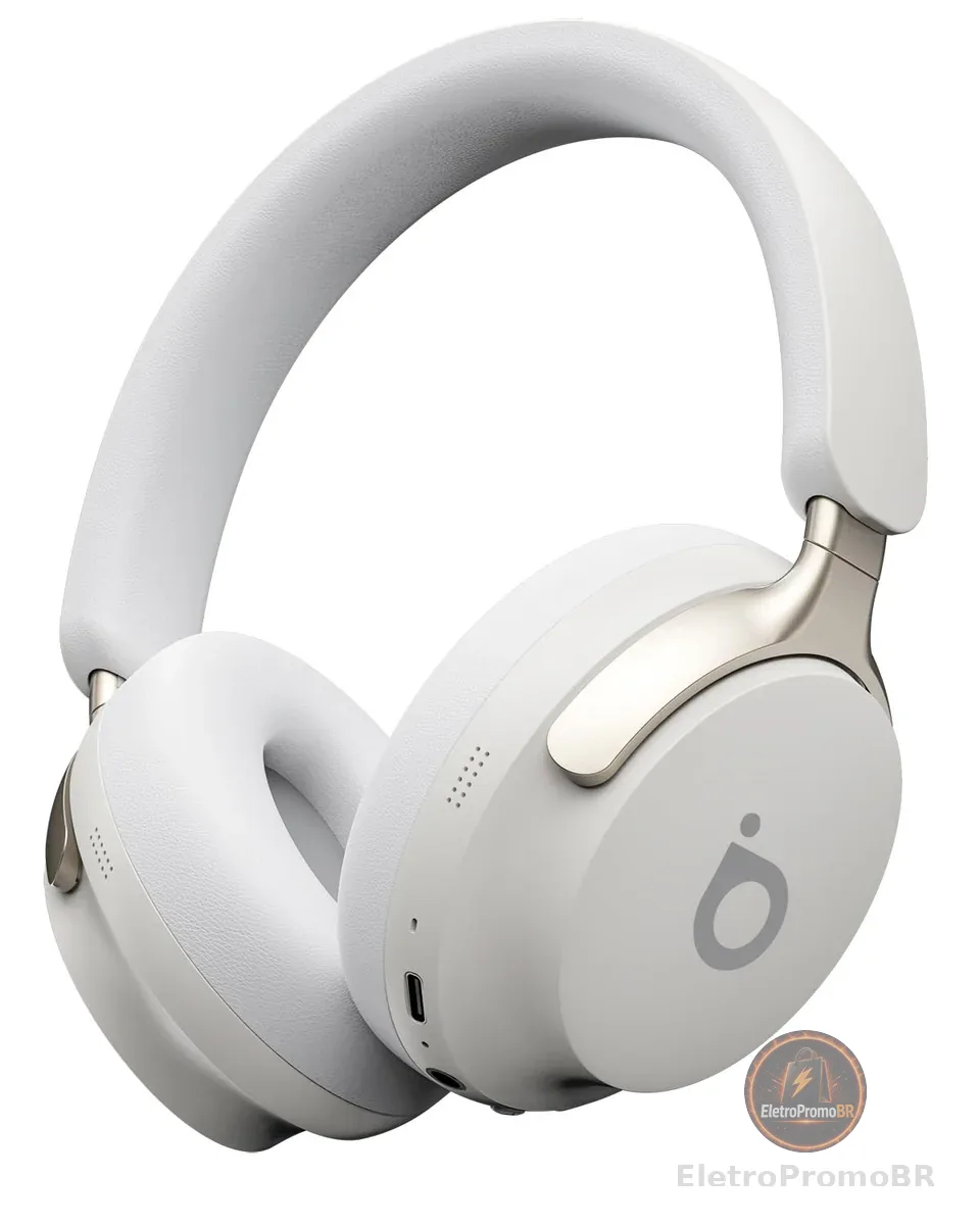 Basike Fone de Ouvido Bluetooth 5.4, Headphone Bluetooth com ANC, Som Hi-Fi | Cancelamento de Ruído Ativo, Carregamento USB-C, Microfone Integrado, 40H de Bateria (Branco)