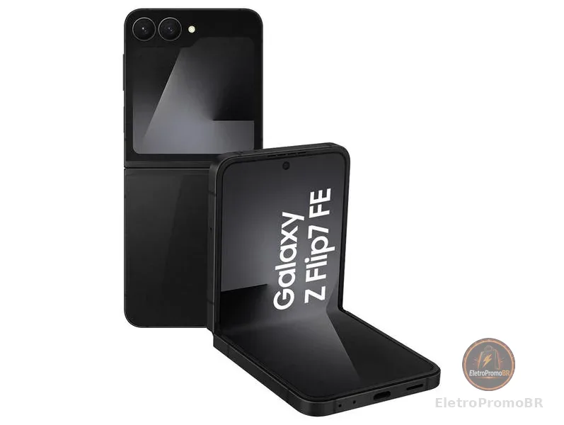 Smartphone Samsung Galaxy Z Flip7 FE 128GB Preto 5G 8GB RAM Tela 6,7" Câm. Dupla de 50MP Galaxy AI