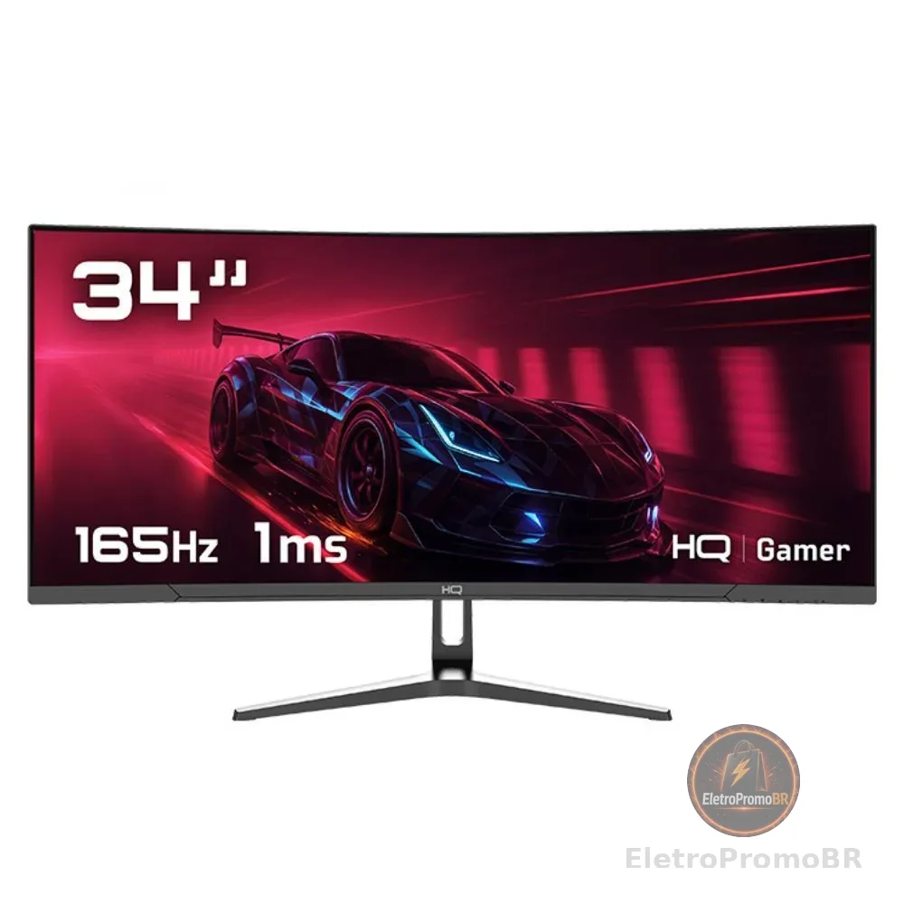 Monitor Gamer 34" Curvo 1ms, 165Hz, UltraWide (QHD) - 3440x1440 AMD FreeSync, HDMI, DP, HQ Premium HQ34C16