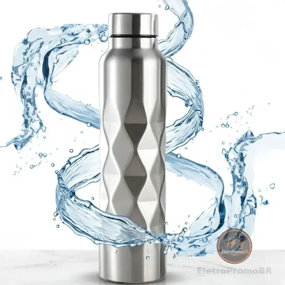 Garrafa De Agua 1 Litro Texturizada Academia Inox Escolar Prateado