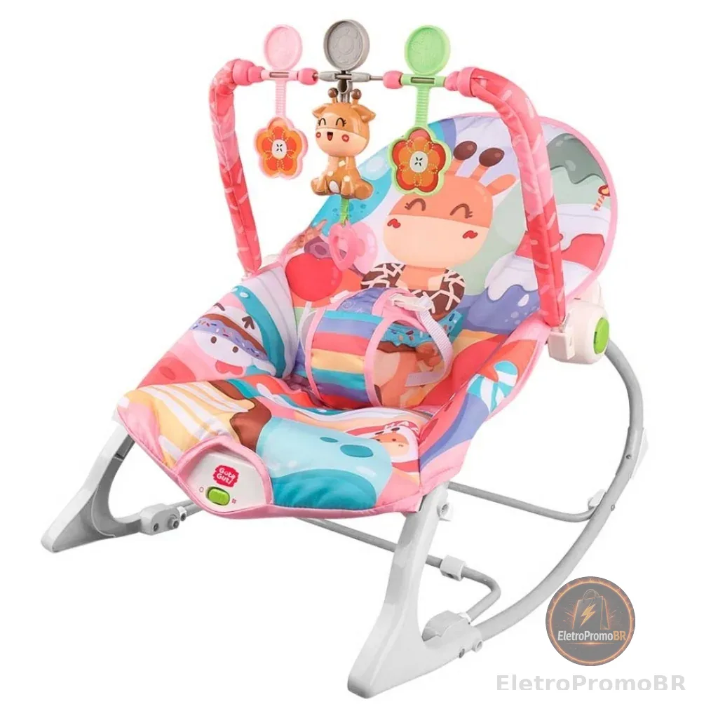 Cadeira de Descanso e Balanço P/ Bebê Baby Vibratória Com Musical e Brinquedos Didático Zippy Toys