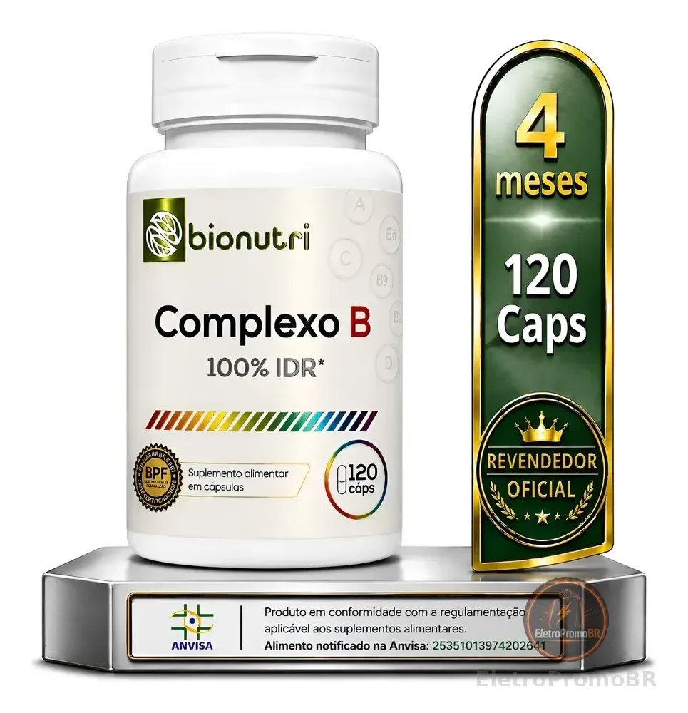 Complexo B B1 B2 B3 B5 B6 B7 B9 B12 100%idr* Dose Ideal Sem Sabor