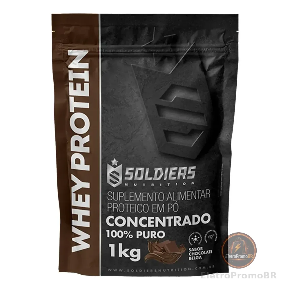 Whey Protein Concentrado 1kg Sabor Chocolate Belga Soldiers Nutrition Rico Em Proteína Treino