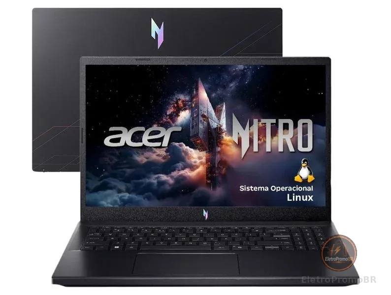 Notebook Gamer Acer Nitro V15 Intel Core i5 512GB SSD 16GB RAM 15.6” Full HD 165Hz IPS NVIDIA RTX 4050 6GB Linux ANV15-52-52X