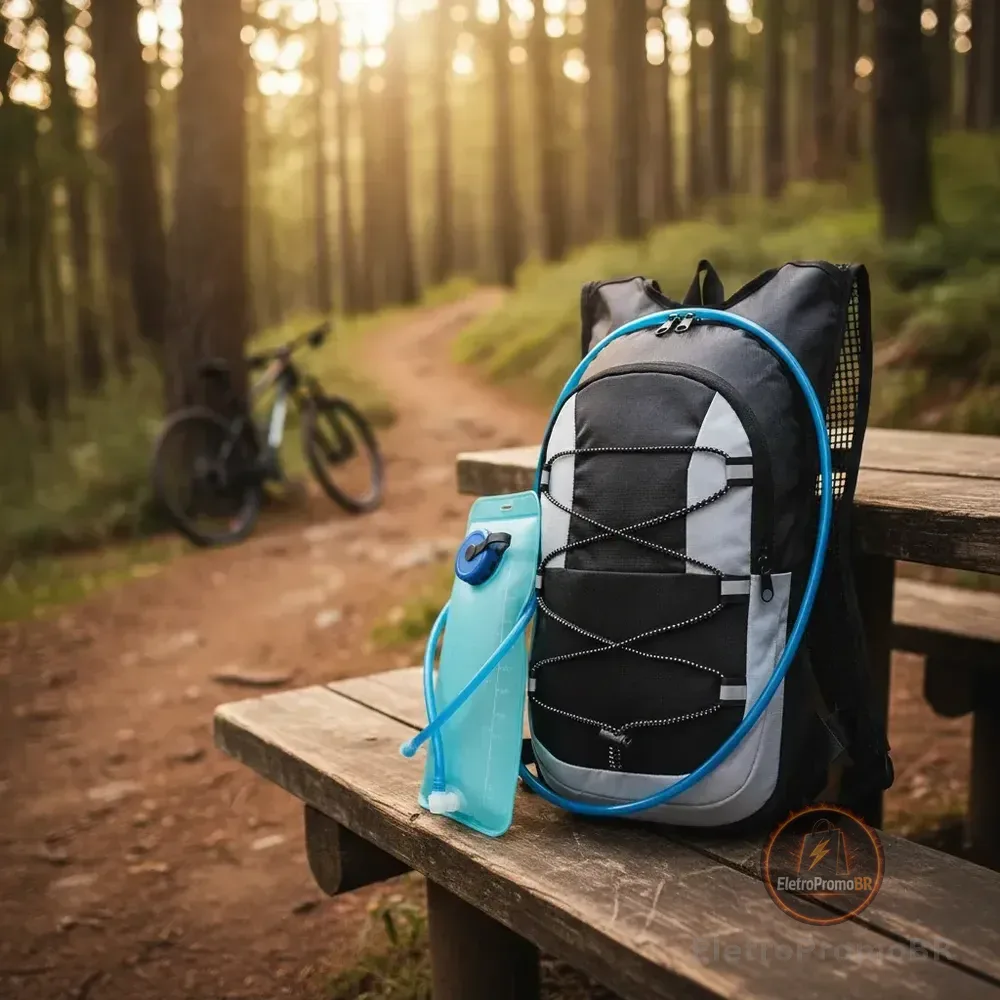 Mochila Hidratação Ciclismo C/refil 2lts Térmica Bolsa Agua Preto Liso