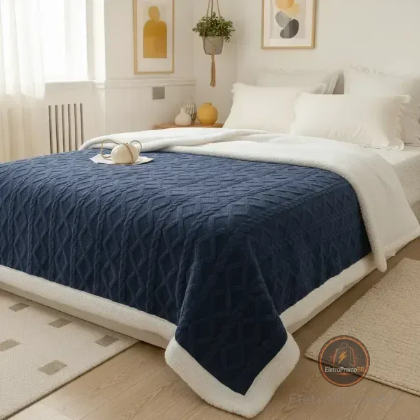 Cobertor Manta De Casal 2,00x1,80 Canelada Sherpa Cores