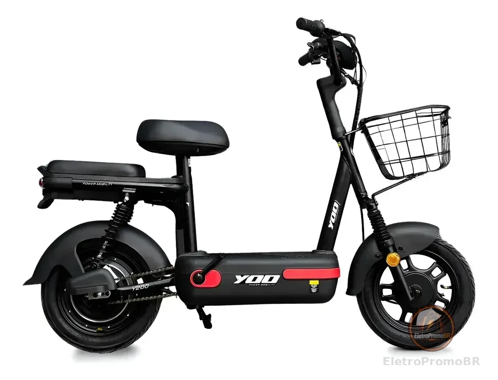 Bicicleta Scooter Elétrica Aro 14 Yoo Y200 350w Preto/vermelho