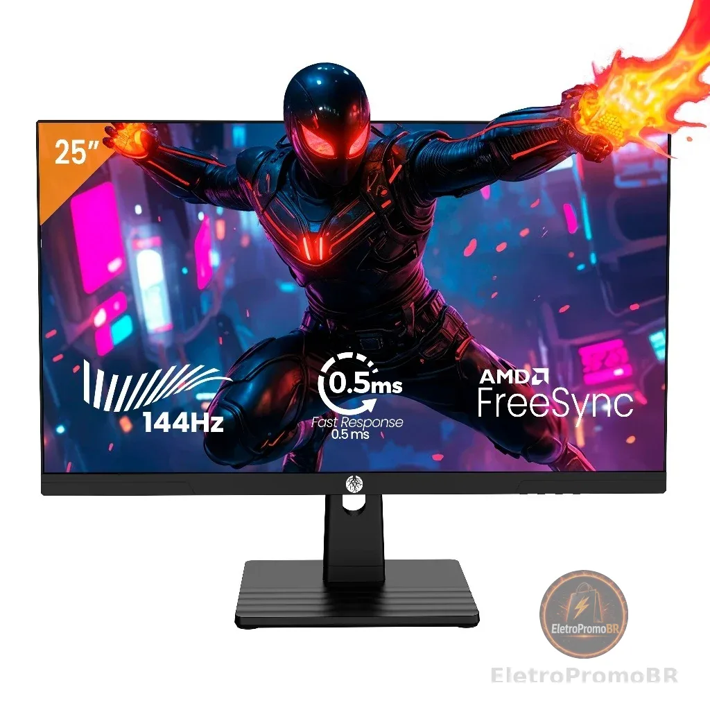 Monitor Gamer Haiz 25'' 144hz 0.5ms 1920x1080 HDR10 Resolução FHD HDMI/DP Painel IPS VESA Alta Taxa de Atualização