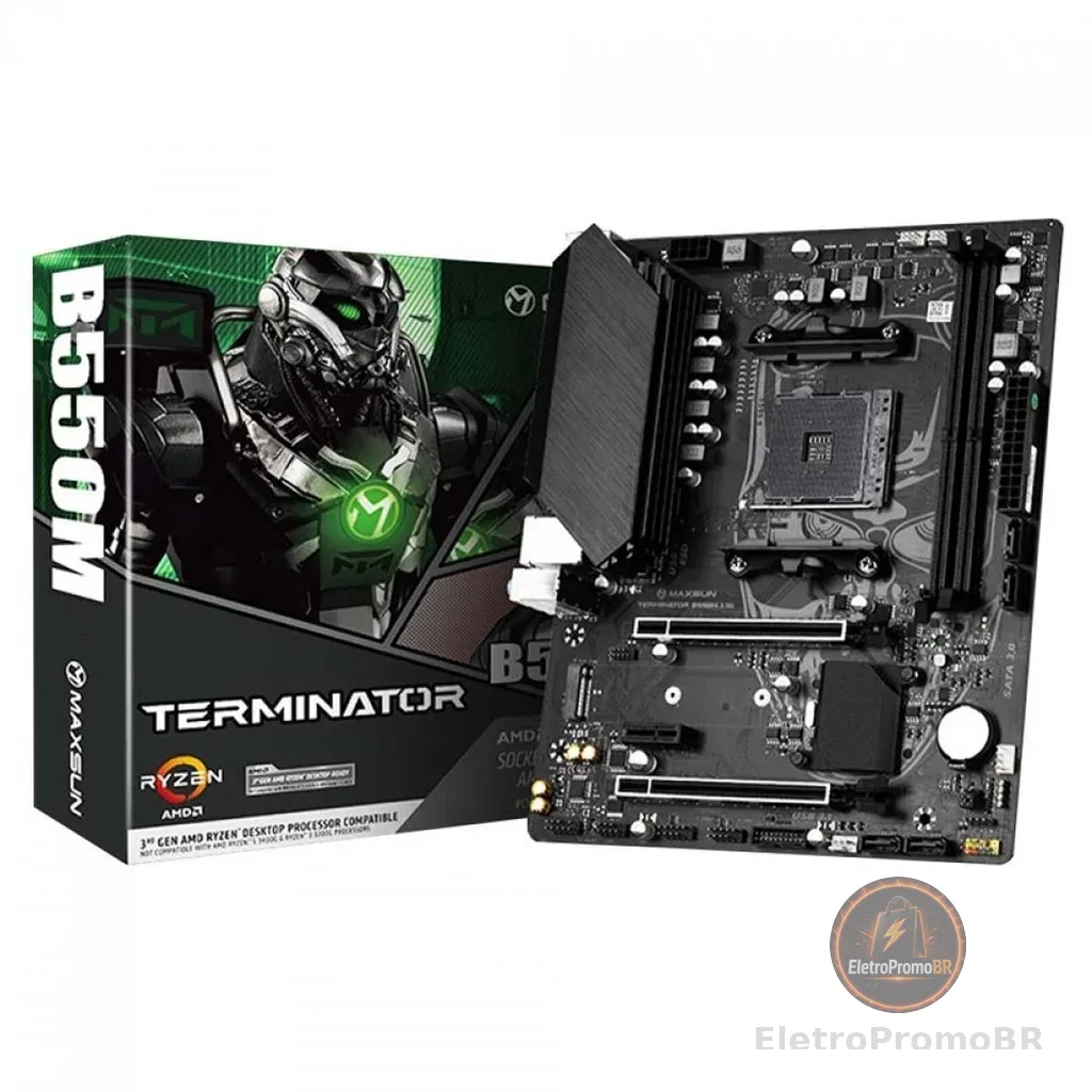 Placa Mãe MAXSUN B550M MS-Terminator, Chipset B550, AMD AM4, mATX, DDR4, MS-Terminator B550M