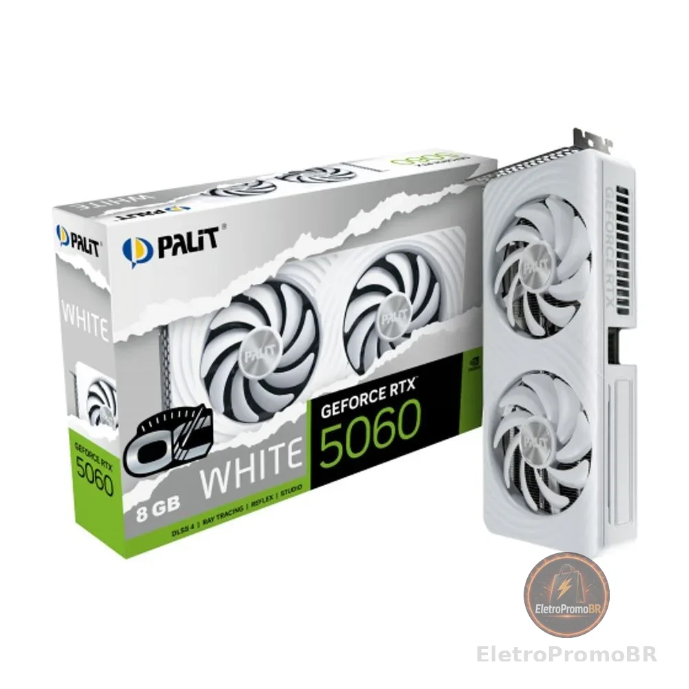 Placa de Video GeForce NVIDIA PALIT RTX5060 WHITE OC 8GB GDDR7 NE75060U19P1-GB2063M