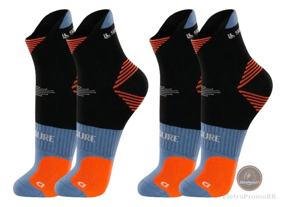Kit 2 Meia Lupo Cano Curto Esportiva Dry Unissex Anti Bolha Preto Listras P (33-36)