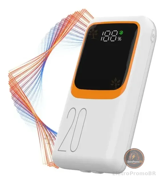 Carregador Portátil Powerbank Turbo Rápido 20000mah C/ Cabos