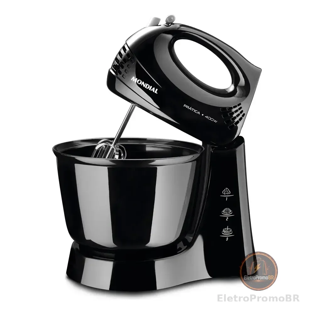 Batedeira Prática Mondial 400w - B-44-b Preto 127v