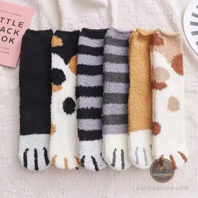 Kit 6 Pares Meias De Lã Felpuda Grossa Para Frio Quente Adulto Femininas Meias De Chão De Outono E Inverno Térmica