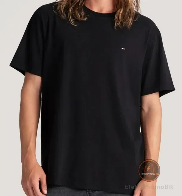 Camiseta Tommy Jeans Masculino Abdm0dm04411 Black Liso G Lisa