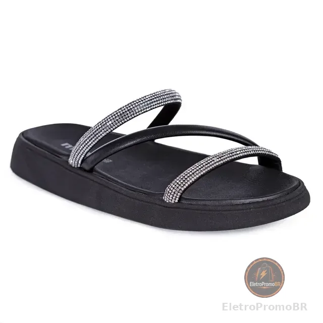 Sandalia Papete Moleca Feminina Tiras Strass Macia Original