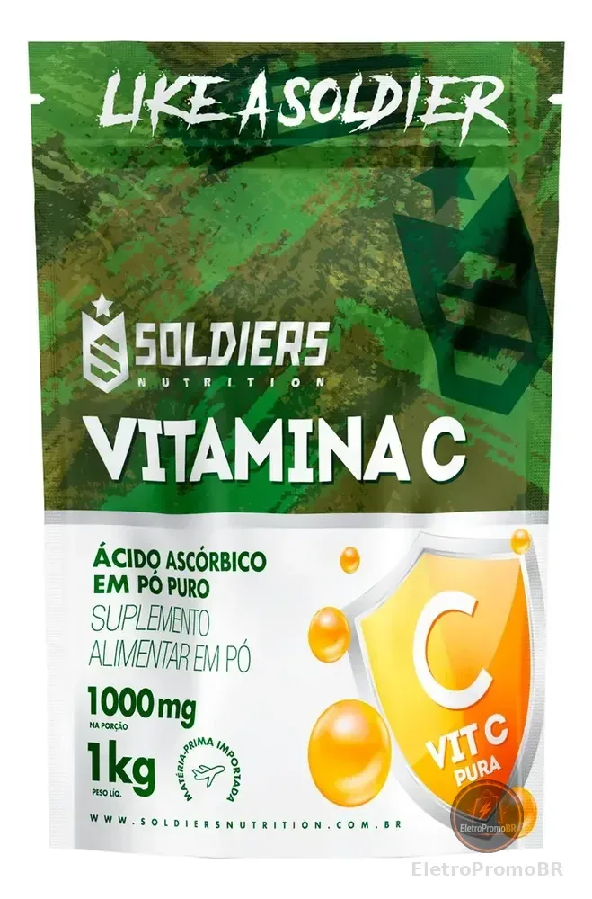 Vitamina C Em Pó Ácido Ascóbico 1Kg 100% Puro Soldiers Nutrition Bem-Estar Energia